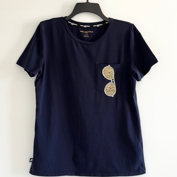 Karl lagerfeld sequin sunglass t shirt - Picture 1 of 12